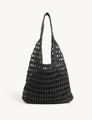 M&S Collection + Straw Drawstring Tote Bag