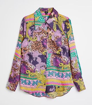 River Island + Purple Paisley Satin Shirt