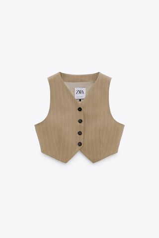 Zara + Pinstripe Crop Vest