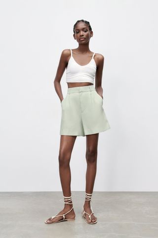 Zara + Linen Blend Shorts