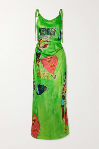 Acne Studios + + Martin Laborde Printed Satin Wrap Dress