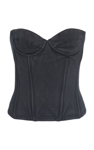 Balenciaga + Strapless Washed Cotton Bustier Top