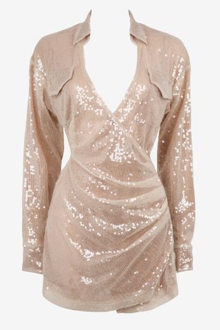 Heiress Beverly Hills + Nude Sequin Shirt Dress
