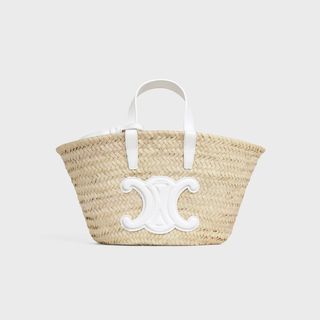 Celine + Teen Triomphe Celine Classic Panier in Palm Leaves and Calfskin