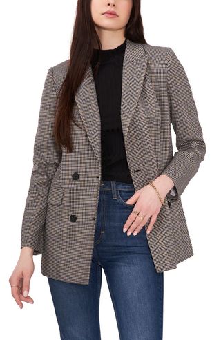 1.State + Plaid Double Breasted Blazer