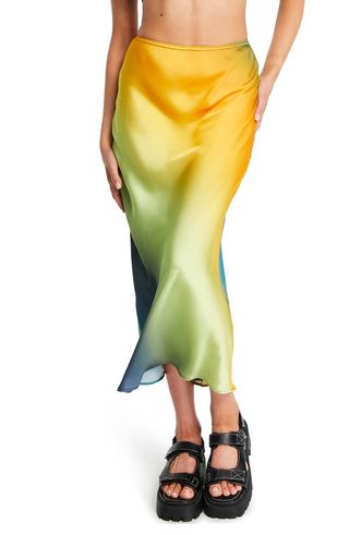 Topshop + Gradient Satin Midi Skirt