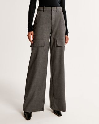Abercrombie & Fitch + Midweight Suiting Wide Leg Cargo Pant