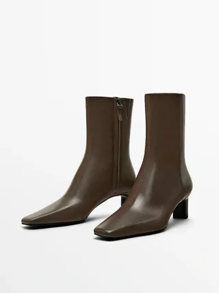 Massimo Dutti + Leather Heeled Boots