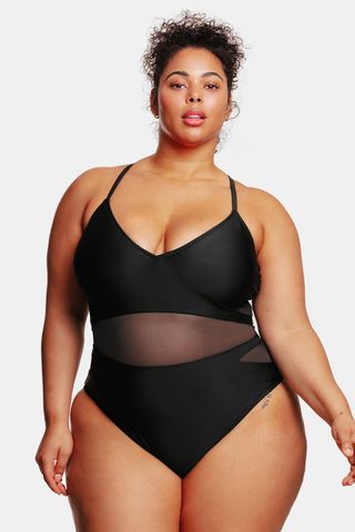Cupshe x Tabria + Love Los Angeles Mesh Tie-Back Plus Size One Piece Swimsuit