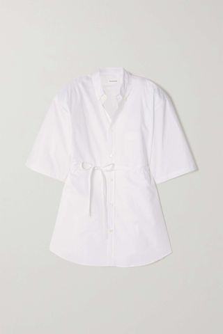 The Frankie Shop + Udine Oversized Belted Cotton-Poplin Shirt