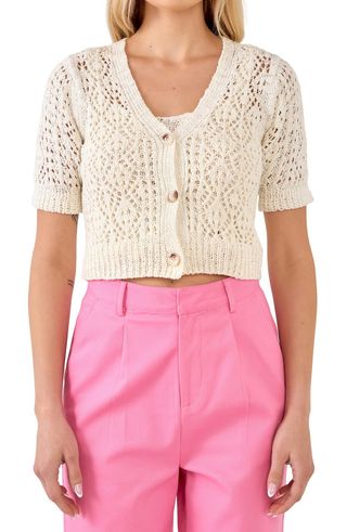 Free the Roses + Crochet Knit Crop Cardigan