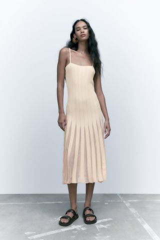 Zara + Pleated Knit Dress