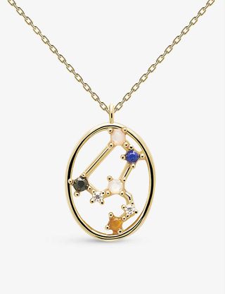 PD Paola + Zodiac Leo 18ct gold-plated and gemstone necklace