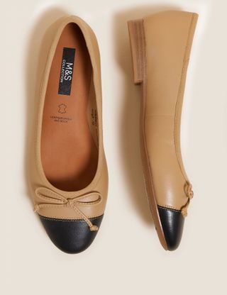 M&S Collection + Leather Bow Ballet Pumps