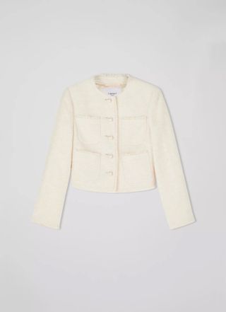 LK Bennett + Celeste Cream Tweed Cropped Jacket