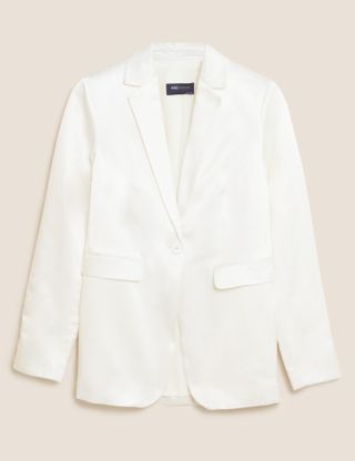 M&S Collection + Satin Look Slim Single Breasted Blazer