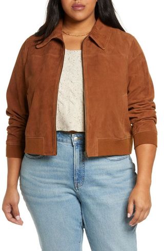 Treasure 
Bond + Suede Bomber Jacket