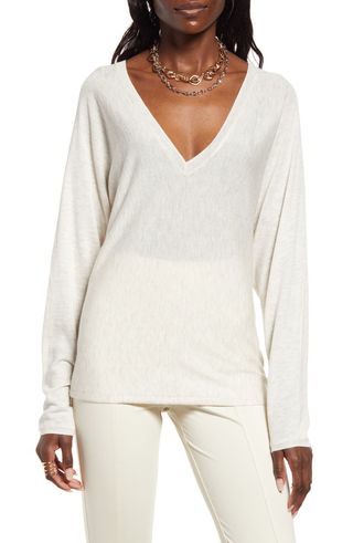 Open Edit + V-Neck Dolman Sleeve Sweater