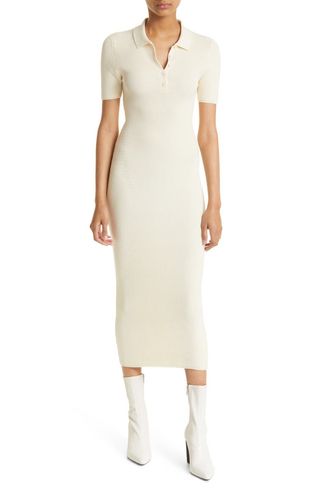 Rag & Bone + Amy Ribbed Cotton Blend Polo Dress