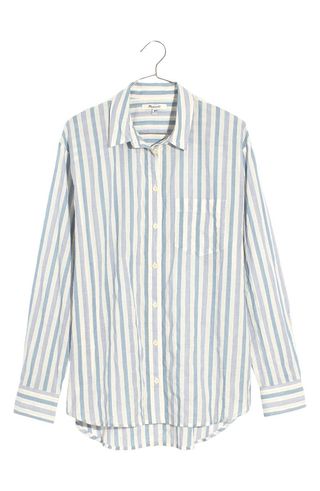 Madewell + Ex-Boyfriend Oversize High-Low Stretch Cotton Button-Up Shirt