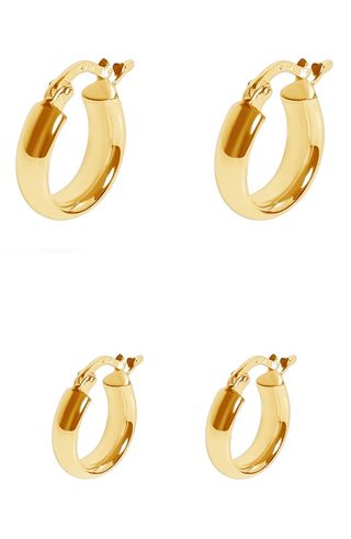 Argento Vivo Sterling Silver + Set of 2 Chunky Hoop Earrings