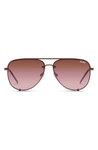 Quay Australia + High Key Rimless 55mm Aviator Sunglasses