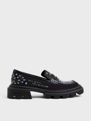 Charles & Keith + Black Perline Chunky Penny Loafers