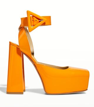 Bottega Veneta + Supergloss Calfskin Buckle Platform Pumps