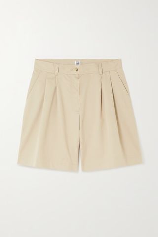 Toteme + Pleated Organic Cotton-Twill Shorts