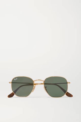 RAY-BAN + Hexagon-Frame Gold-Tone Sunglasses