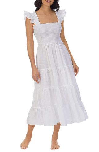 Eileen West + Smocked Bodice Tiered Nightgown