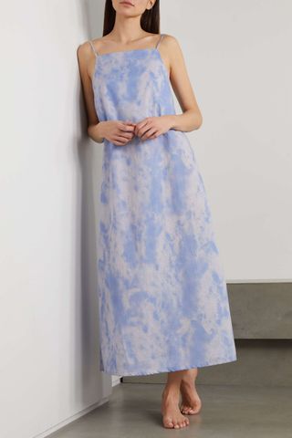 Desmond & Dempsey + Summer Dusk Tie-Dyed Organic Cotton-Voile Nightgown