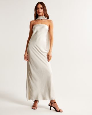Abercrombie and Fitch + Strapless Scarf Slip Gown