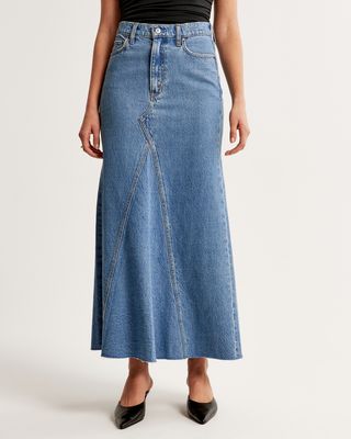 Abercrombie and Fitch + Mermaid Denim Maxi Skirt