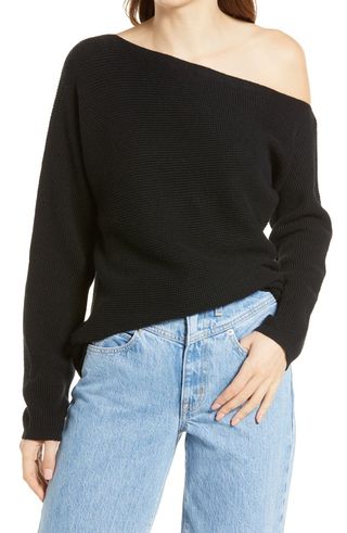 Treasure 
Bond + One-Shoulder Thermal Knit Sweater