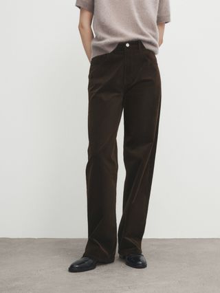 Massimo Dutti + Relaxed Fit Needlecord Trousers