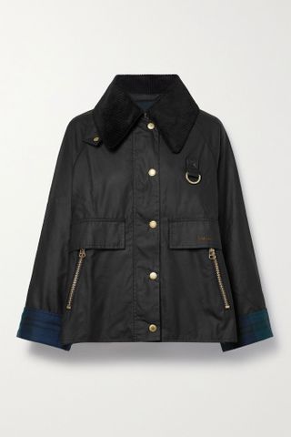 Barbour + Catton Spey Corduroy-Trimmed Waxed-Cotton Jacket