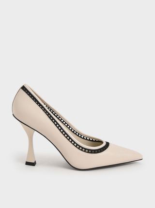 Charles & Keith + Chalk Cut-Out Leather Pumps