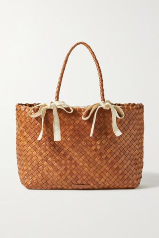 Loeffler Randall + Kacey Bow-Detailed Woven Leather Tote