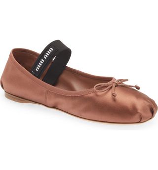 Miu Miu + Logo Band Ballet Flat