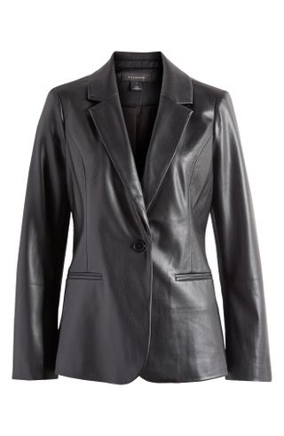 Halogen + Faux Leather Blazer