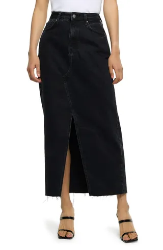 River Island + Cotton Nonstretch Denim Maxi Skirt
