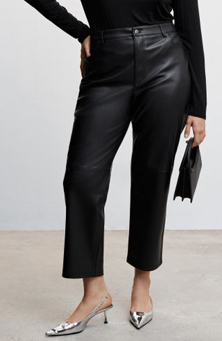 Mango + Faux Leather Straight Leg Pants