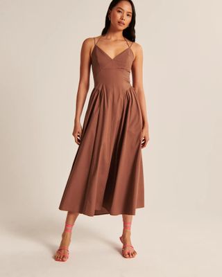 Abercrombie and Fitch + Strappy Plunge Corset Maxi Dress