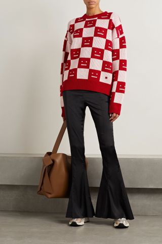 Acne Studios + Checked Jacquard-Knit Wool Sweater