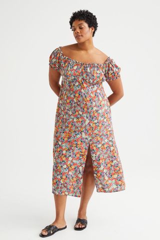 H&M + Floral Puff-Sleeved Dress