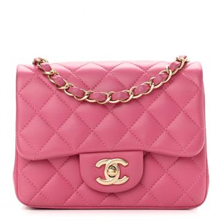 Chanel + Pre-Owned Chanel Lambskin Quilted Mini Square Flap