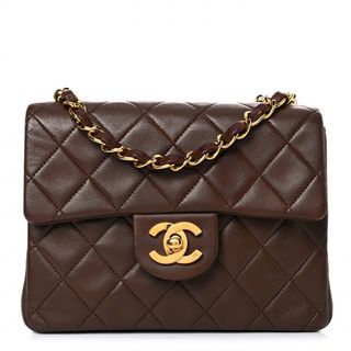 Chanel + Pre-Owned Chanel Lambskin Quilted Mini Square Flap Bag