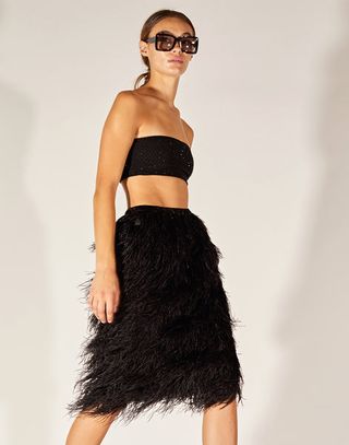 Cynthia Rowley + Midi Feather Skirt