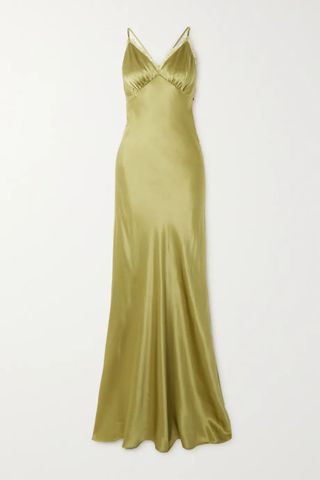 Reformation + Maysen Lace-Trimmed Silk-Charmeuse Maxi Dress